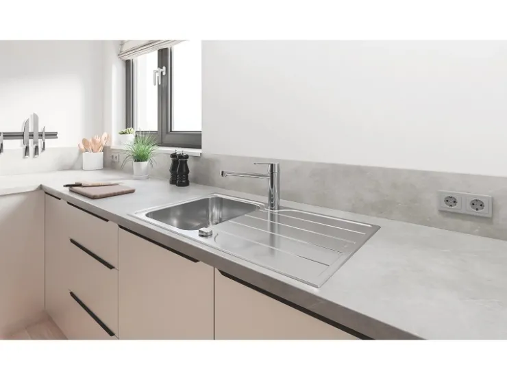 Grohe Einbauküchen<QuickFix Küchenarmatur Get Chrom Niederdruck mit schwenkbarem Rohrauslauf