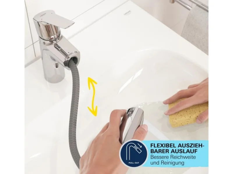 Online QuickFix Waschtischarmatur Start M herausziehbarer Auslauf 32 mm (1 1/4") Einhebelmischer