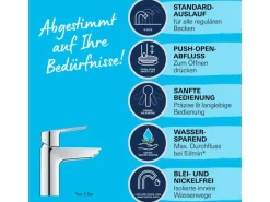 Best QuickFix Waschtischarmatur Start S-Size Push-open Ablaufgarnitur 1 1/4" Einhebelmischer