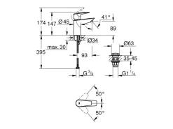 Outlet QuickFix Waschtischarmatur Start Edge S LowFlow 3,5 l/min Mousseur Einhebelmischer