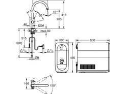 Grohe Einhebelmischer<Spültischbatterie Blue Home Start mit hohem Auslauf Chrom