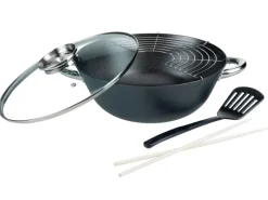 Gusseisen Wok Set Multifunktionstopf 5 Teillig Pfannen