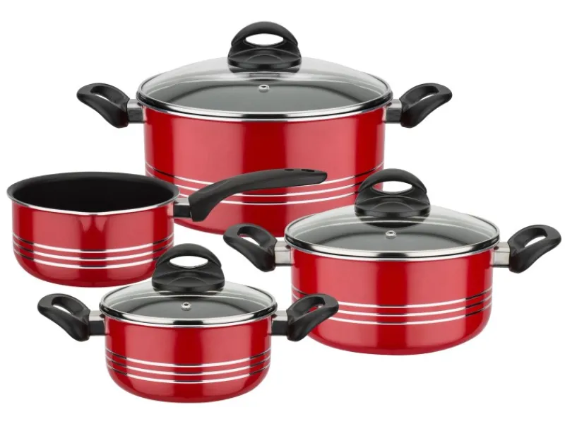 Sale Kochtopf Set Milano Color 4 Teilig Rot Pfannen