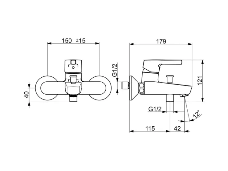 Discount Hansa Wannenfüll- und Brausebatterie Einhebelmischer Paleno 5645 Chrom