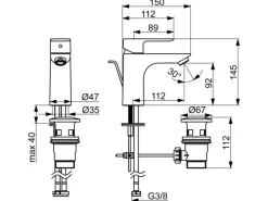 New Waschtischbatterie Einhebelmischer Basic XL 5550 Chrom Einhebelmischer