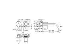 Clearance Waschtisch-Einhand-Wandbatterie Ausladung 22,5 cm PUBLIC in Chrom Einhebelmischer