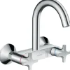 Hansgrohe Wandauslaufventil<2-Griff Küchearmatur Logis Classic Wandmontage Highspout Chrom