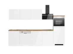 Clearance Held Möbel Held Küchen Küchenzeile Gera 300 cm Weiß/Wotan mit E-Geräten /autark