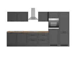 Held Möbel Herde|Gefrierschränke<Held Küchen Küchenzeile Kempten 360 cm Grau/Graphit mit E-Geräten /autark