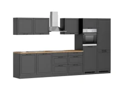 Held Möbel Herde|Gefrierschränke<Held Küchen Küchenzeile Kempten 360 cm Grau/Graphit mit E-Geräten /autark