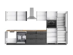 Held Möbel Herde|Gefrierschränke<Held Küchen Küchenzeile Kempten 360 cm Grau/Graphit mit E-Geräten /autark