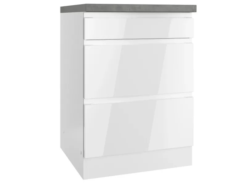 Best Held Küchen Kochfeldumschrank Gera 60 cm Weiß/Beton Kochfelder