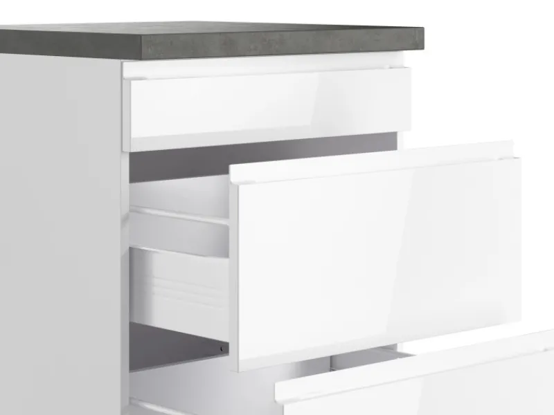 Best Held Küchen Kochfeldumschrank Gera 60 cm Weiß/Beton Kochfelder
