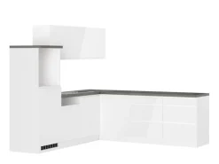 Best Held Küchen Winkelküche Gera 240 cm Weiß/Beton ohne E-Geräte /autark Winkelküchen