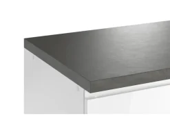 Best Held Küchen Winkelküche Gera 240 cm Weiß/Beton ohne E-Geräte /autark Winkelküchen
