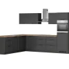 Best Held Küchen Winkelküche Kempten 300 cm Grau/Graphit mit E-Geräten /autark Winkelküchen|Kochfelder