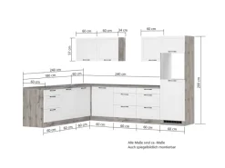 Best Held Küchen Winkelküche Kempten 300 cm Grau/Graphit mit E-Geräten /autark Winkelküchen|Kochfelder