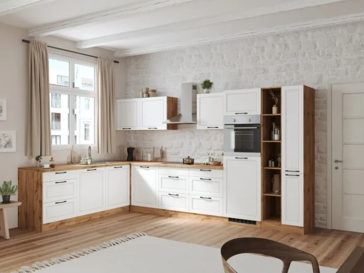 Hot Held Küchen Winkelküche Kempten 420 cm Grau/Graphit mit E-Geräte Winkelküchen|Gefrierschränke
