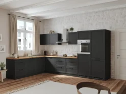 Clearance Held Küchen Winkelküche Kempten 360 cm Grau/Graphit mit E-Geräte Winkelküchen|Gefrierschränke