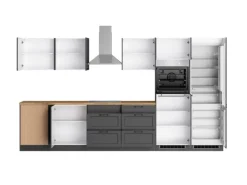 Clearance Held Küchen Winkelküche Kempten 360 cm Grau/Graphit mit E-Geräte Winkelküchen|Gefrierschränke