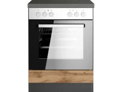Sale Küchen-Herdumbauschrank Turin 60 cm Wotaneiche/Graphit Kochfelder|Küchenschränke