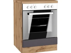 Best Küchen-Herdumbauschrank Turin 60 cm Graphit/Wotaneiche Kochfelder|Küchenschränke