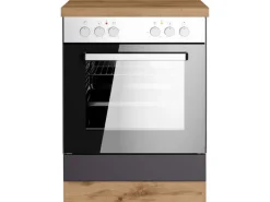 Best Küchen-Herdumbauschrank Turin 60 cm Graphit/Wotaneiche Kochfelder|Küchenschränke