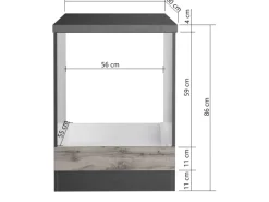 Best Küchen-Herdumbauschrank Turin 60 cm Graphit/Wotaneiche Kochfelder|Küchenschränke