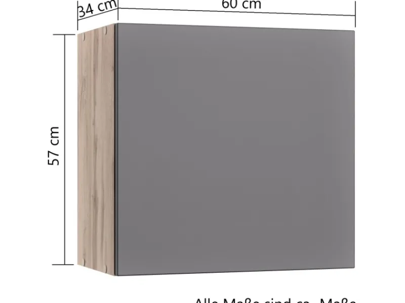 Best Küchen-Hängeschrank Turin 60 cm Graphit/Wotaneiche Küchenschränke