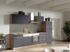 Best Küchen-Hängeschrank Turin 60 cm Graphit/Wotaneiche Küchenschränke