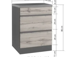 Best Küchen-KochfeldKüchen-Umbauschrank Turin 60 cm Wotaneiche/Graphit Küchenschränke