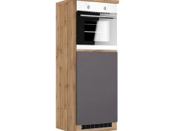 Outlet Küchen-OfenKüchen-Umbauschrank Turin 60 cm Graphit/Wotaneiche Herde