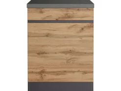 Held Möbel Einbauküchen<Küchenunterschrank Turin 60 cm 1 Tür 1 Schublade Wotaneiche/Graphit Wotaneiche-Graphit