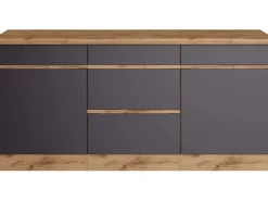Discount Held Möbel Küchenunterschrank Turin 180 cm Graphit/Wotaneiche Graphit-Wotaneiche