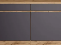 New Held Möbel Küchenunterschrank Turin 120 cm Graphit/Wotaneiche Graphit-Wotaneiche