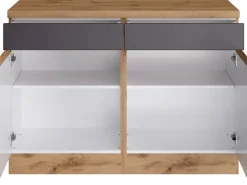 New Held Möbel Küchenunterschrank Turin 120 cm Graphit/Wotaneiche Graphit-Wotaneiche
