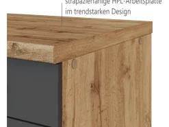 Best Held Möbel Küchenzeile 330 cm Matt Grau-Wotaneiche
