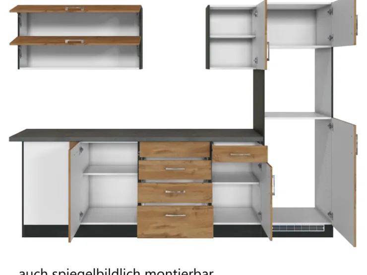 Held Möbel Winkelküchen<Küchenzeile Sorrento 210/ 270 cm Wotaneiche-Grafit o. E-Geräte Winkel