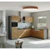 Best Held Möbel Küchenzeile Sorrento 210/270 cm Wotaneiche-Grafit Winkel