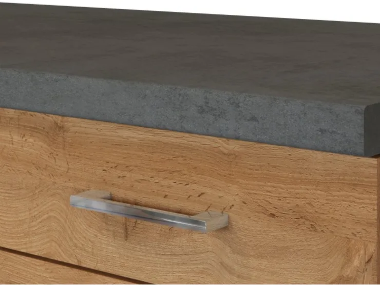 Best Held Möbel Küchenzeile Sorrento 210/270 cm Wotaneiche-Grafit Winkel