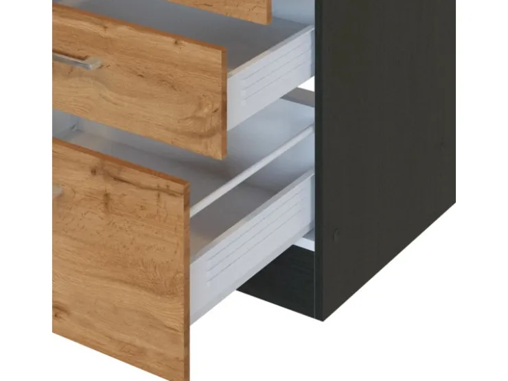 Best Held Möbel Küchenzeile Sorrento 210/270 cm Wotaneiche-Grafit Winkel
