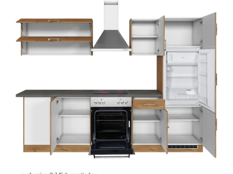 Hot Held Möbel Küchenzeile Sorrento 210/ 270 cm Wotaneiche Winkel