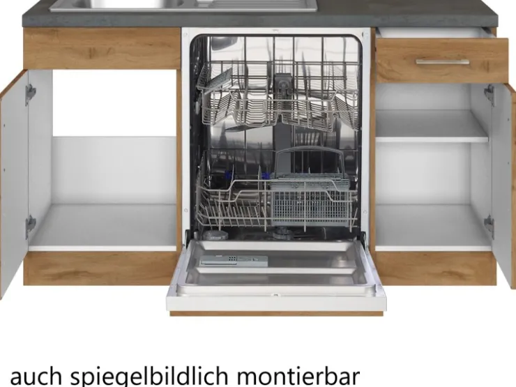 Hot Held Möbel Küchenzeile Sorrento 210/ 270 cm Wotaneiche Winkel