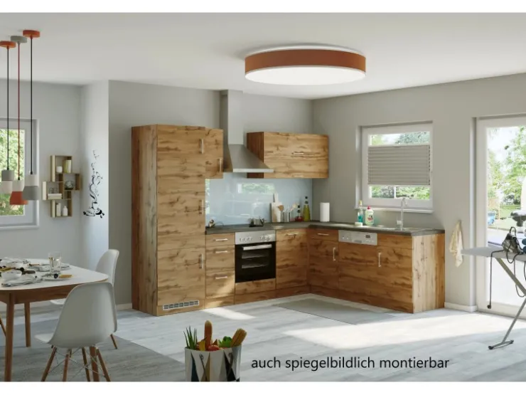 Hot Held Möbel Küchenzeile Sorrento 210/ 270 cm Wotaneiche Winkel