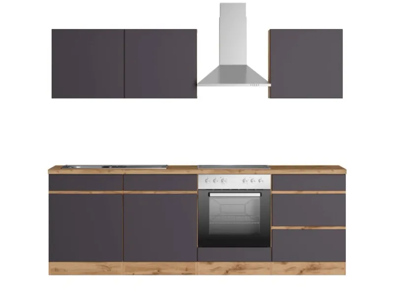 Clearance Küchenzeile Turin 240 cm mit E-Geräten Kochfelder