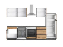 Sale Held Möbel Küchenzeile Turin 300 cm Wotaneiche-Graphit mit E-Geräten Eiche Graphit