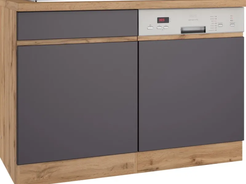 Spülenunterschrank Turin 120cm mit GSP-Blende Graphit/WotanEiche Küchenschränke