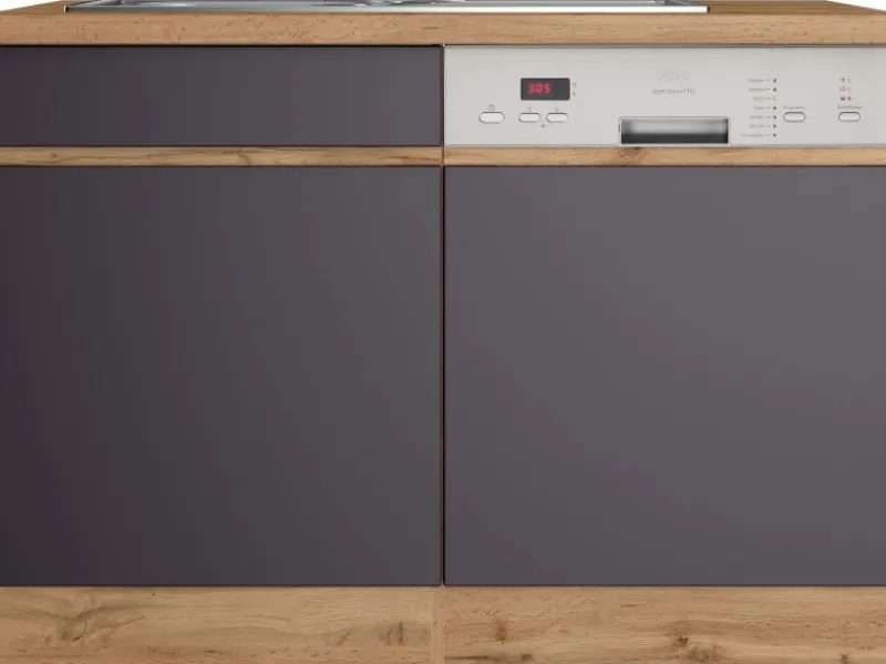 Spülenunterschrank Turin 120cm mit GSP-Blende Graphit/WotanEiche Küchenschränke