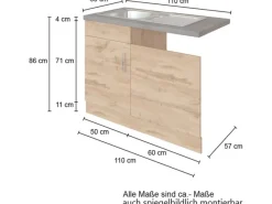 Spülenunterschrank für Geschirrspüler Sorrento 110x85x60cm Wotaneiche Pantryküchen|Einbauküchen