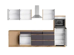 Held Möbel Kühlschränke|Winkelküchen<Winkelküche Turin 300 x 240 cm mit E-Geräten Graphit-Wotaneiche